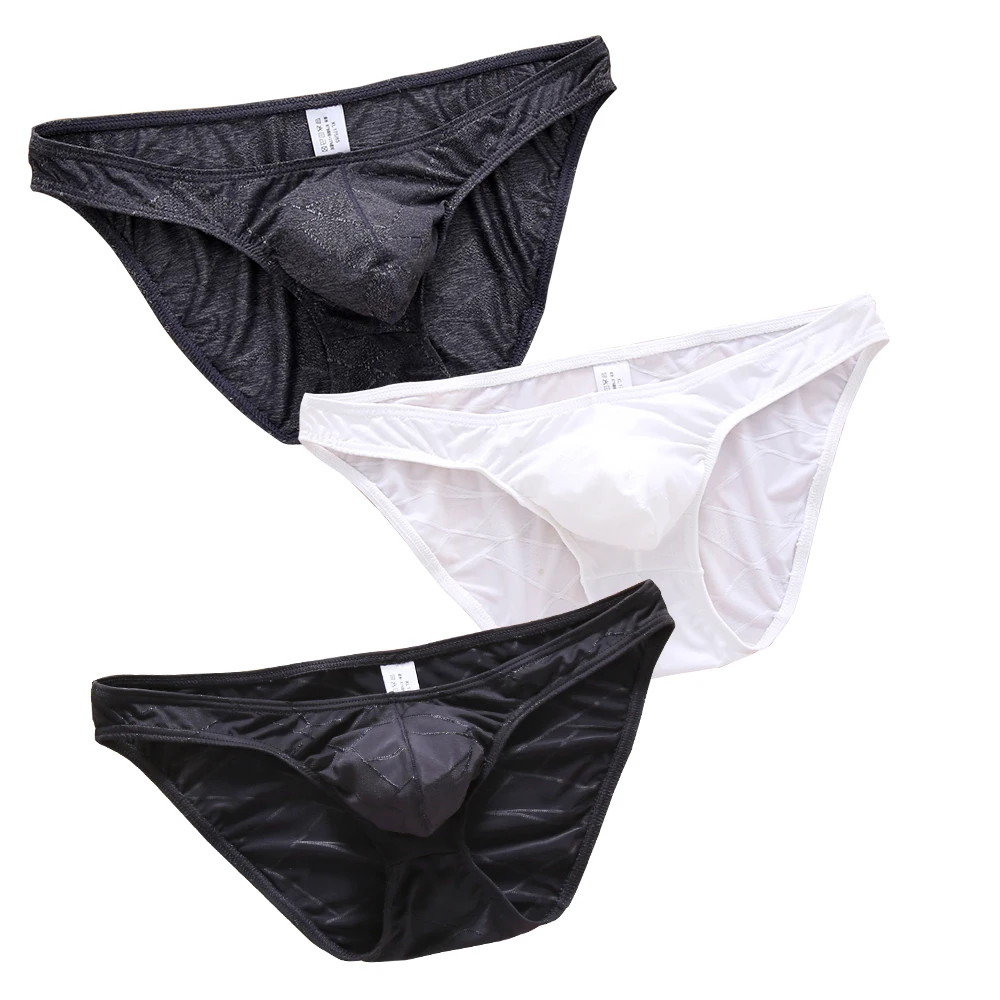 3 Pcs Mens briefs boxers Nylon Underwear ice silk Slip Breathable Silky Quick-Drying U-convex Pouch Underpants Thong gay Sexy