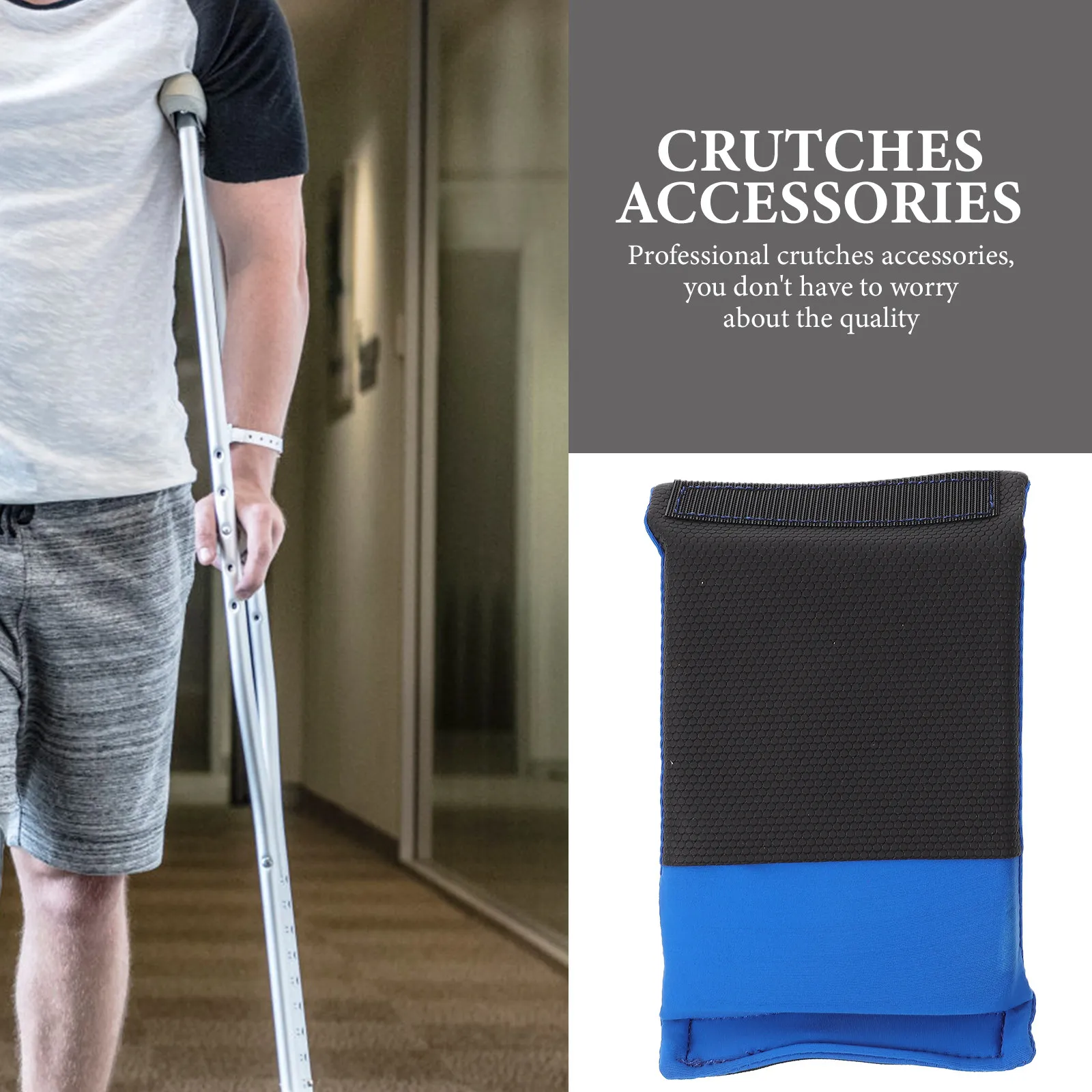 

2Pcs Crutch Handle Covers Polyester Fiber Non-Slip Wear-Resistant Replacement Crutch Pads for Underarm Crutches Armpit Protector