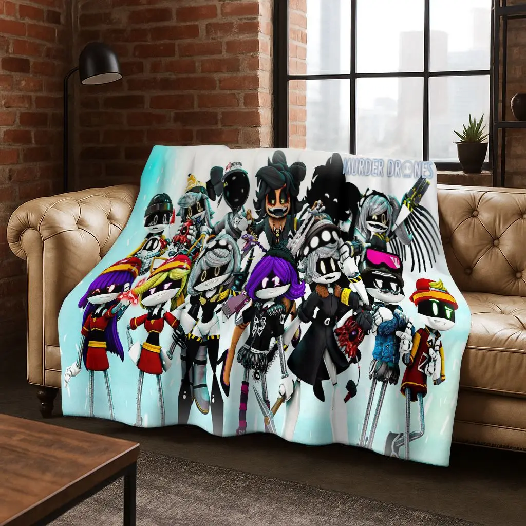 

Cartoon Murder Drones Uzi Robot Art Flannel Blanket,Cozy Soft Throw Blanket for Home Bedroom Bed Sofa Picnic Cover Gift Kids