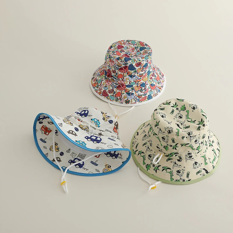 

Детская кепка в рыбацком стиле с мультяшным животным принтом, весенне-летняя детская панама для детей от 3 до 8 лет, солнцезащитные кепки для бассейна, уличные солнцезащитные козырьки