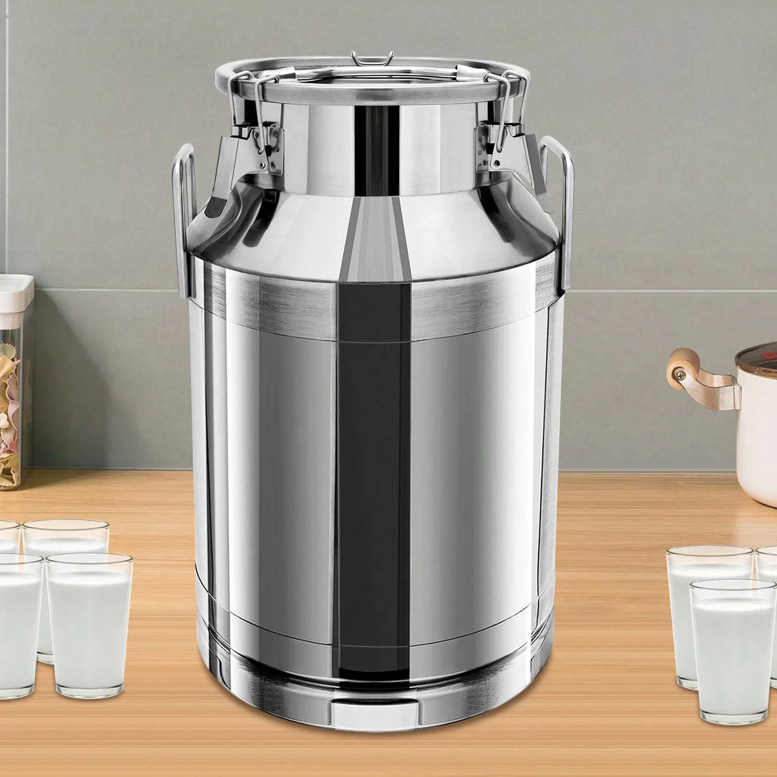 

40L/10.57gal Heavy Duty Stainless Steel Milk Can Wine Pail Bucket Milk Can Tote Jug Sealed Liquid Storage Barrel