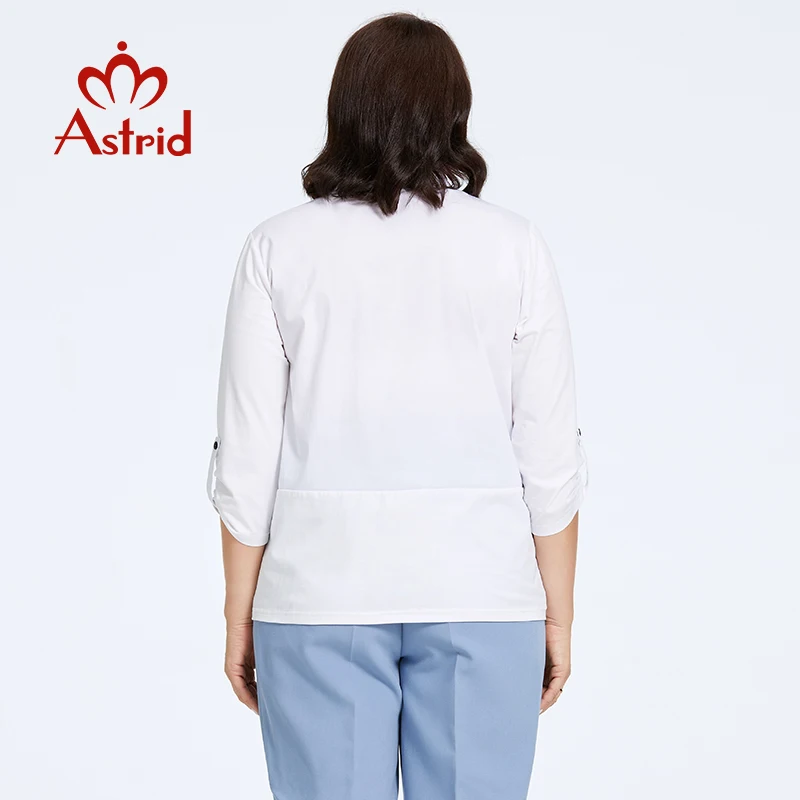 Astrid Women's Shirt Blouses 2023 Elegant Office Clothing Lapel Female T-shirt Fashion Stitching Plus Size Shirt Women Tops