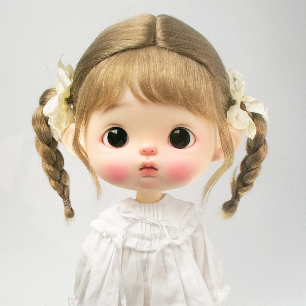 

Парик для куклы Blythe, мягкий мохеровый светлый хвост, вьющиеся косы, волнистые длинные волосы, высокая косичка, булочка для большой головы, аксессуары для кукол BJD 9-10 дюймов