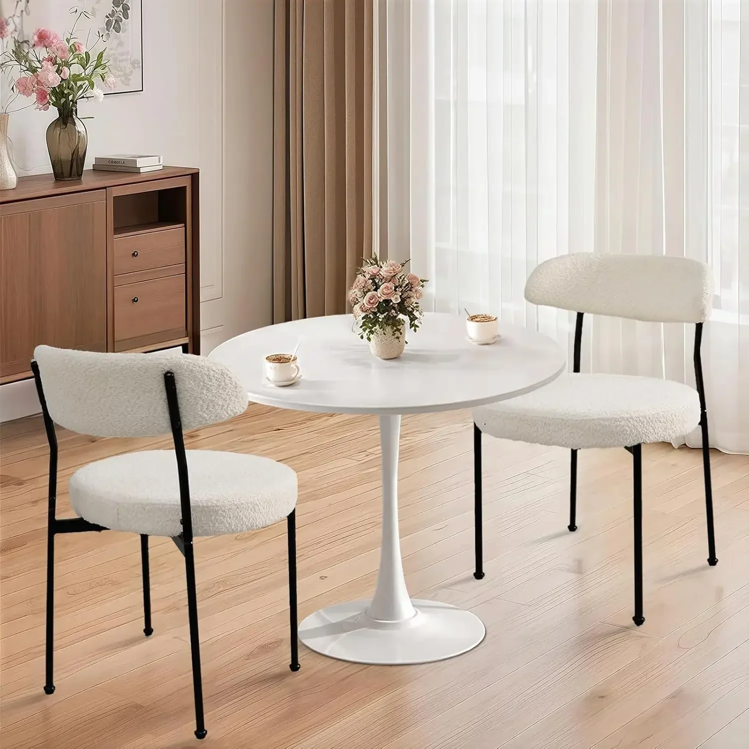 [صفقة ساخنة، عرض وقت محدود! ] طقم طاولة طعام مقاس 24 بوصة لشخصين مع كراسي منجدة مخملية وطاولة مطبخ وكراسي لشخصين، 3 قطع