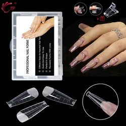 TP 120pcs Dual Form False Nail Tips Quick Building Gel Mold Full Cover Coffin Nail Extension System Acrylic Top Forms Nail Tools