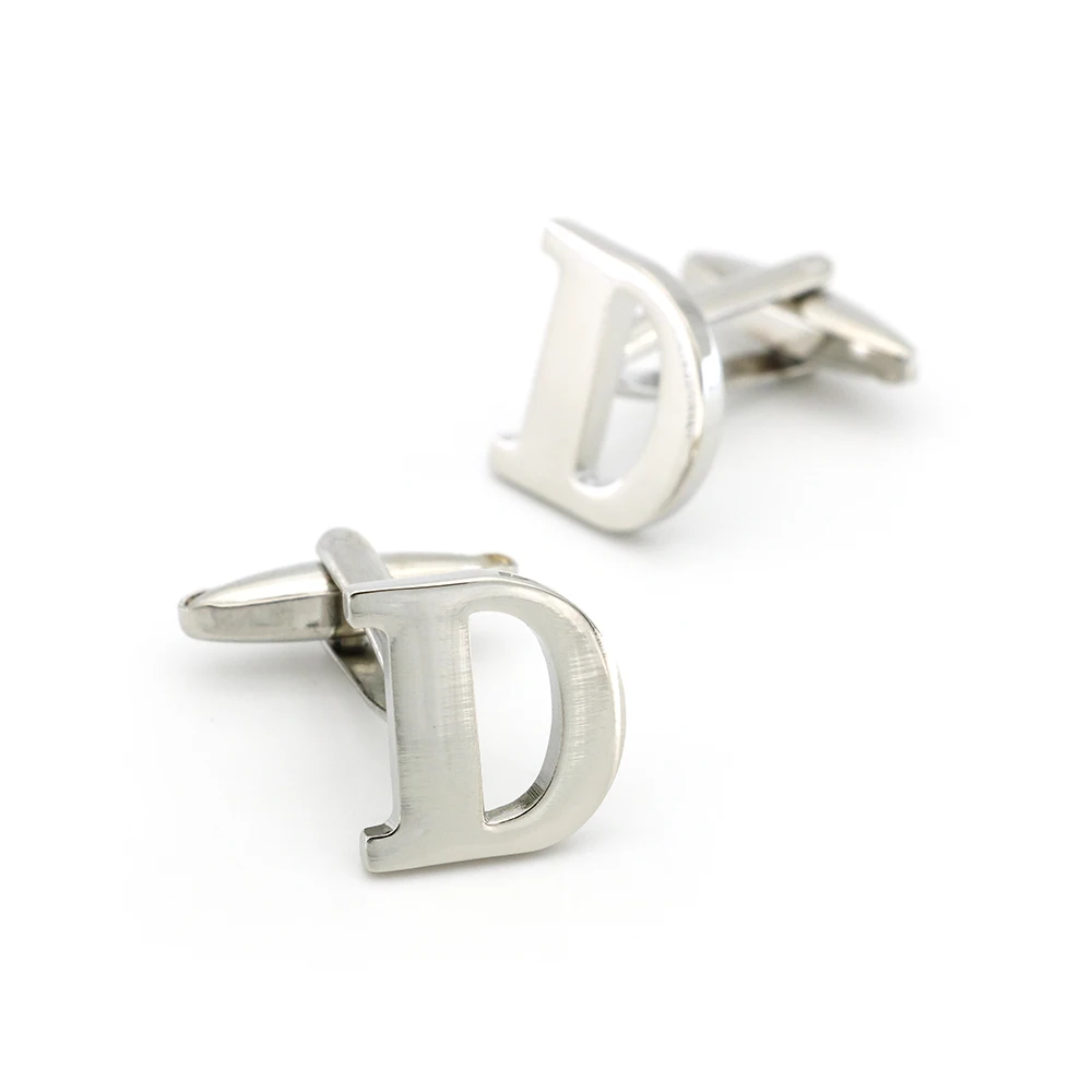 26 English Letters Design Fashion Cufflinks Quality Brass Material Silver Color Cuff Links Wholesale & Retail