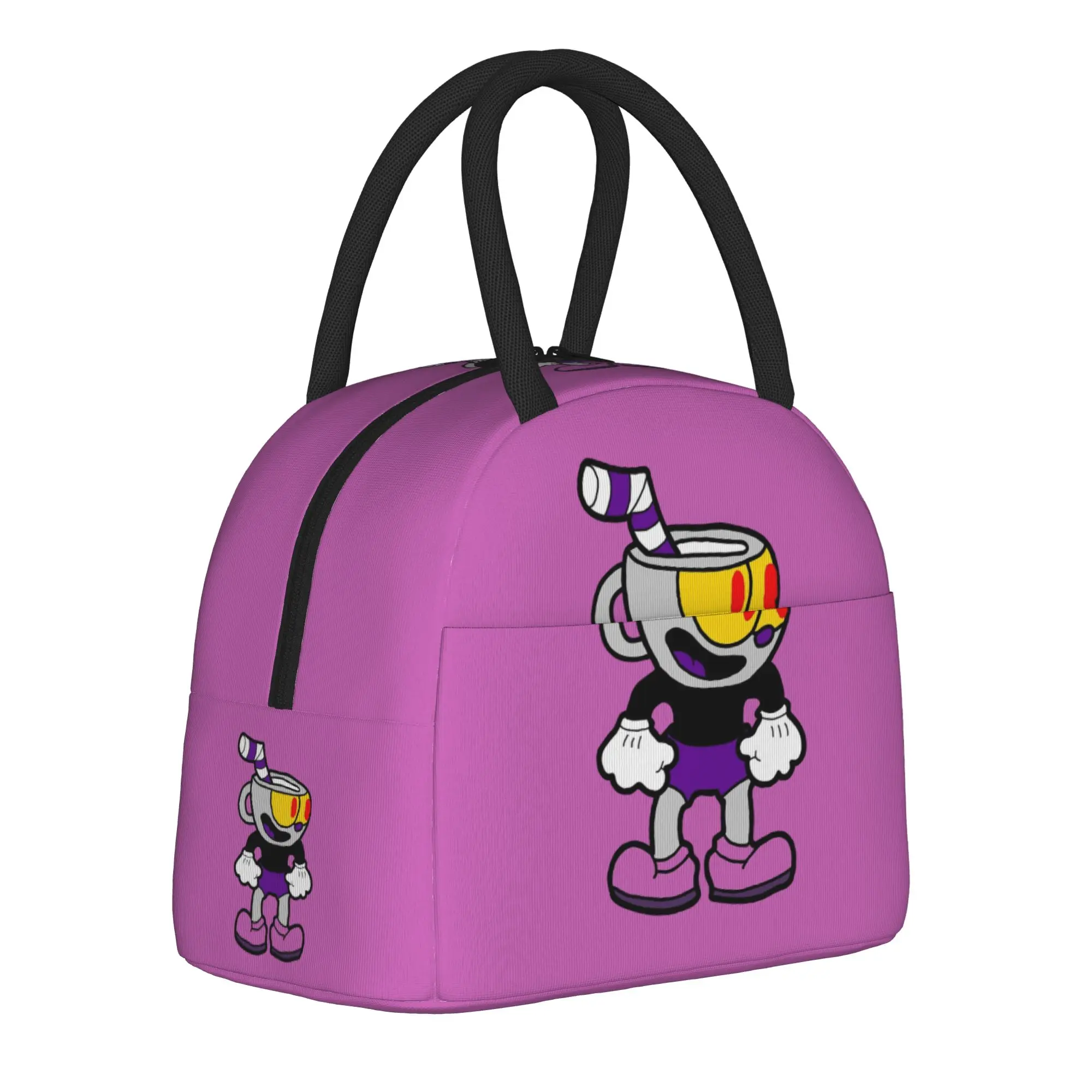 Cupheads And Mugmans Cartoon  Insulated Lunch Bag Cooler Bag Lunch Container  High Capacity Tote Lunch Box College  Outdoor