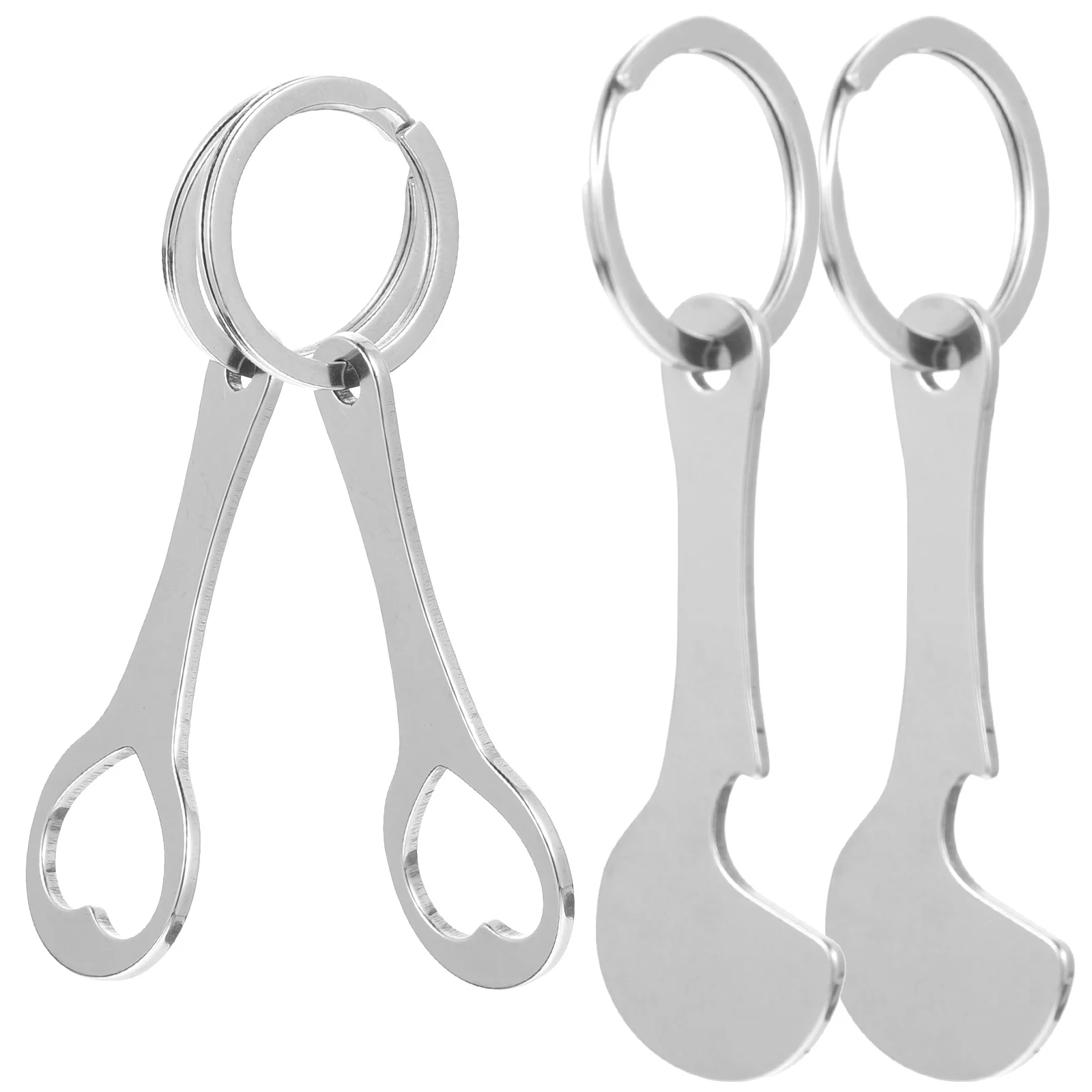 4 Pcs Store Trolley Token Cart Shopping Key Ring Rings Portable Bottle Opener Metal Keychain Holder