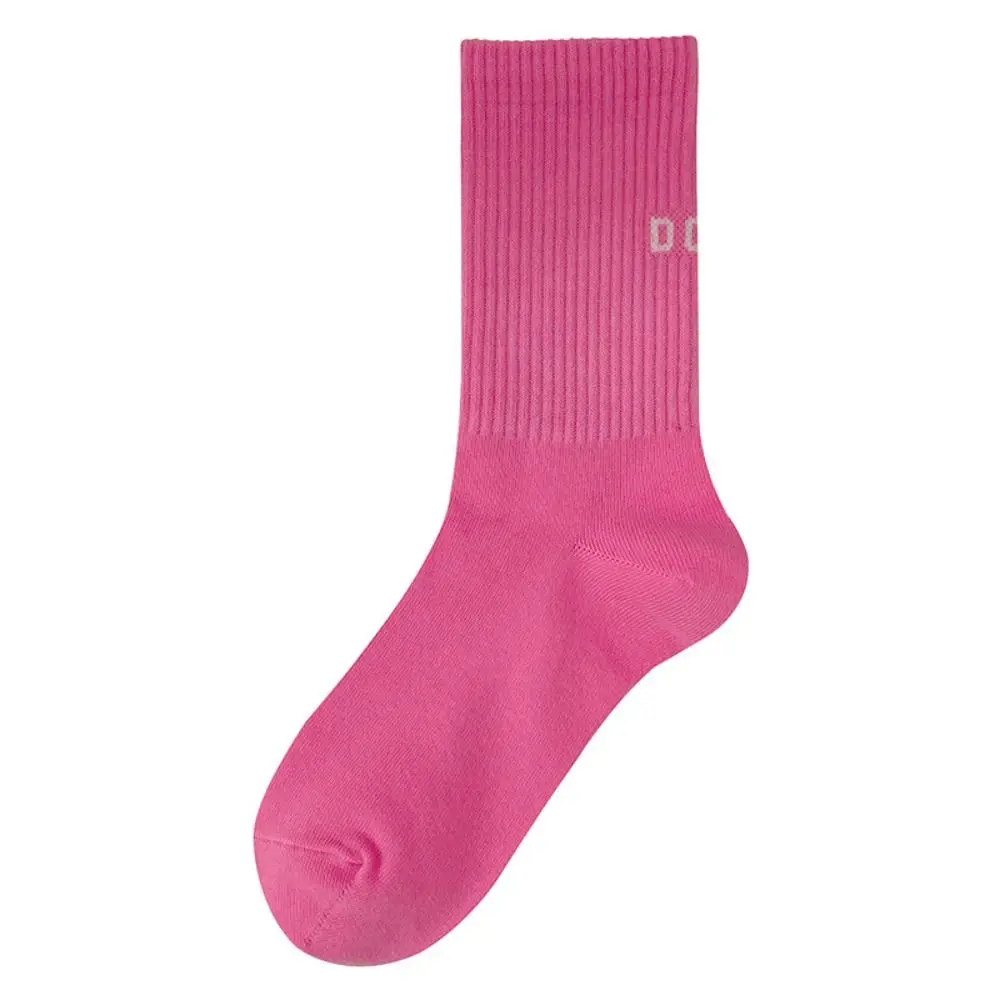 Casual Colorful Pink Socks Letter Solid Letter Crew Socks Harajuku Calf Socks Calf Socks Giil