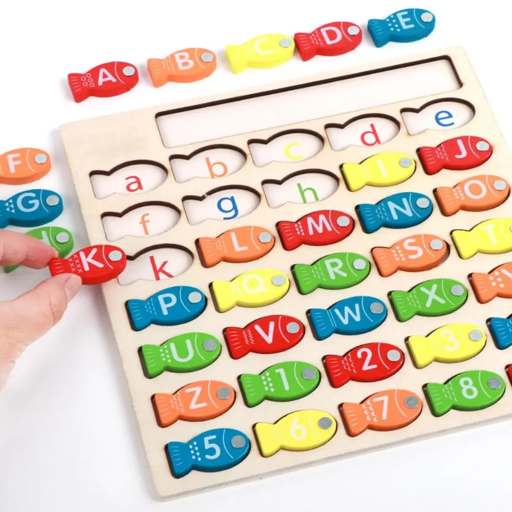 Houten visbrief cognitie vroege educatieve letter nummer puzzel kleurrijke kleur koppelen visspel verjaardagscadeau