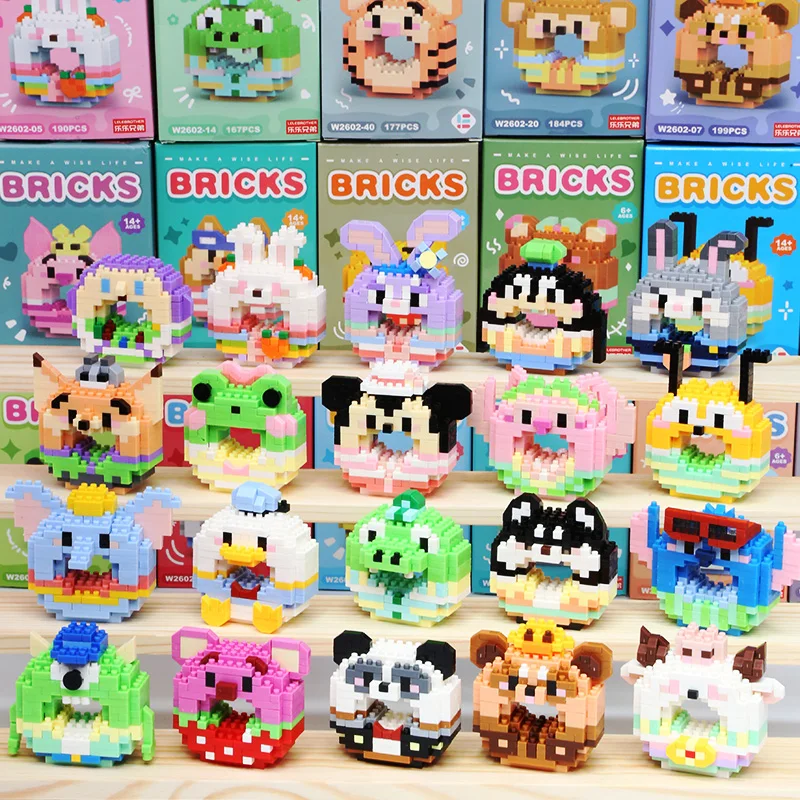 Disney Anime Princess Building Blocks Stitch Mickey Mouse mini Action toy Figures Blocks Toys Bricks Assemble Toys Kids Gifts