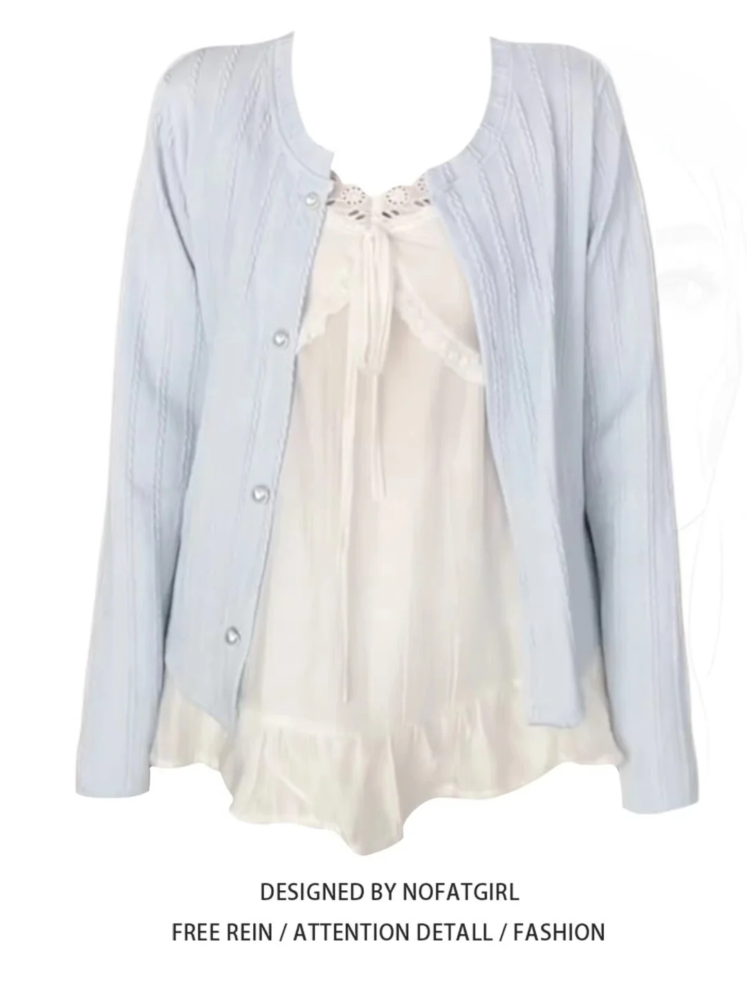 

plus Size Lace Trim Open Cardigan Spring Fashion Set Unique Beautiful Layering Women's Clothing Chic Style Korean Trend