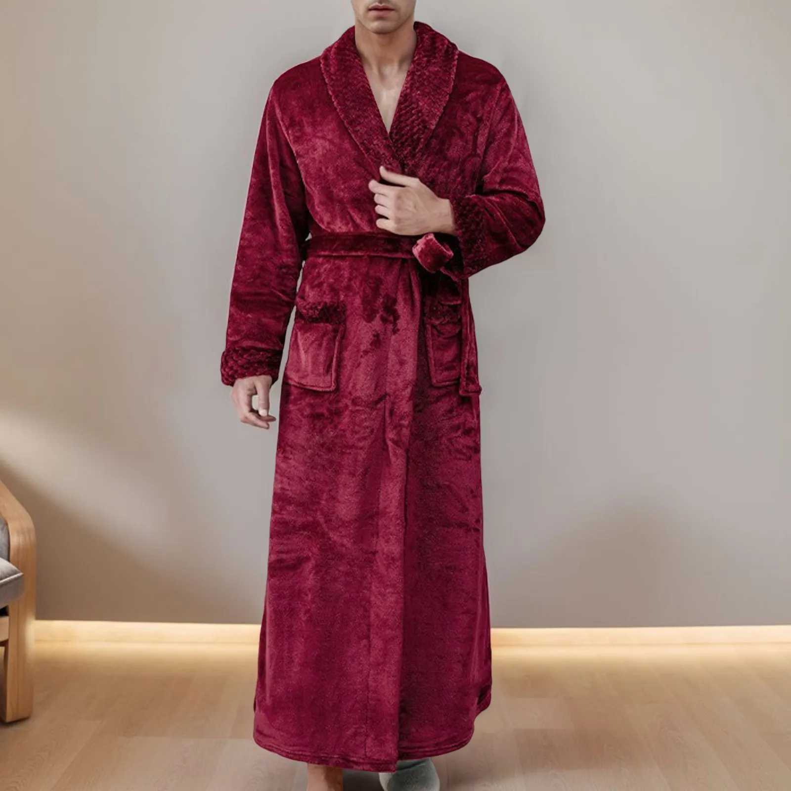 Men\'s Plush Bath Robes Soft Warm Fleece Bathrobe Flannel Pajamas Sets Comfy Home Wear Autumn Winter Family Pajamas Sleepwear