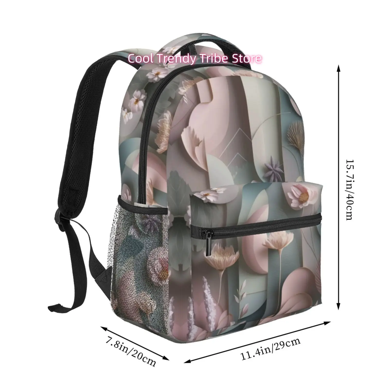 Morandi 3D Paper Cut Floral Print Travel Backpack, Large Capacity with Adjustable Shoulder Straps& Multiple Compartments, Unisex
