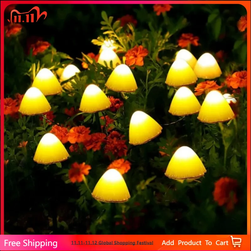 

Solar String Lights Fairy Path Lawn Landscape Mushroom Lamp LED Outdoor Christmas Garden Patio Garland Street Decoration