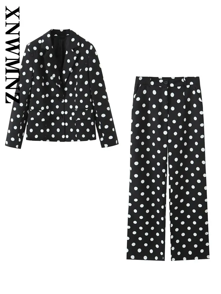 

XNWMNZ 2025 Autumn Woman Evening Party Casual Long Sleeve Business suit Commuting Winter Lady Notched Collar Vintage Long Pants