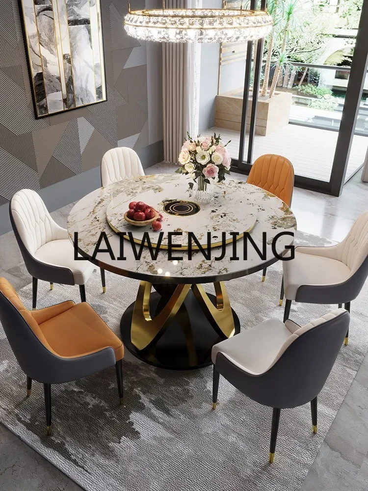 

Retractable round Table Stone Plate Folding Light Luxury Household Small Apartment Modern Simple Dining Table