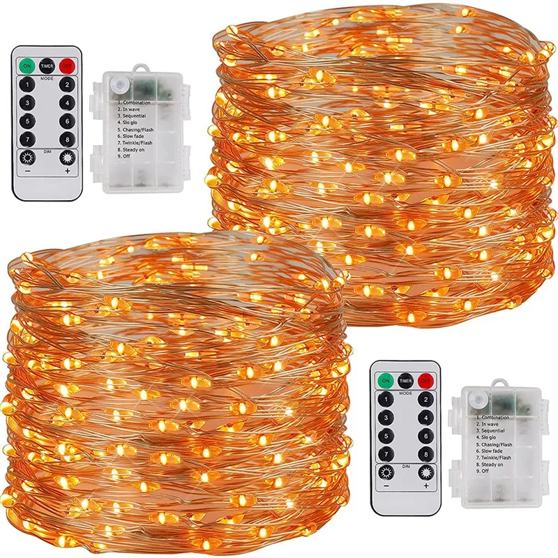 Fairy String Lights 10M 100 LED String Lights Remote Control Timer Twinkle String Lights 8 Modes Firefly Lights Decor