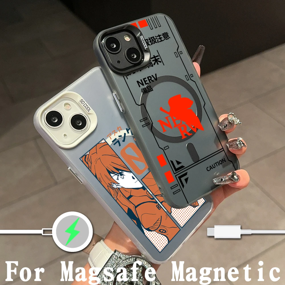 Anime E-evangelion V-eva A-genesis  Magsafe Magnetic Phone Case for IPhone 11 12 13 14 15 16 Pro Max Plus Lens Plated Cover