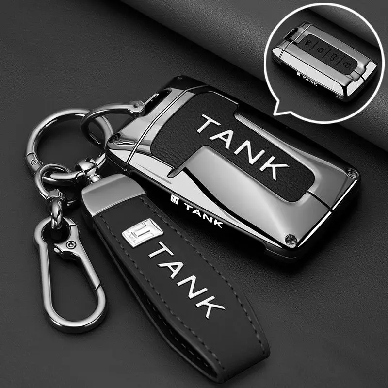 For Great Wall GWM TANK 300 2021-2025 Zinc Alloy + Leather Car Key