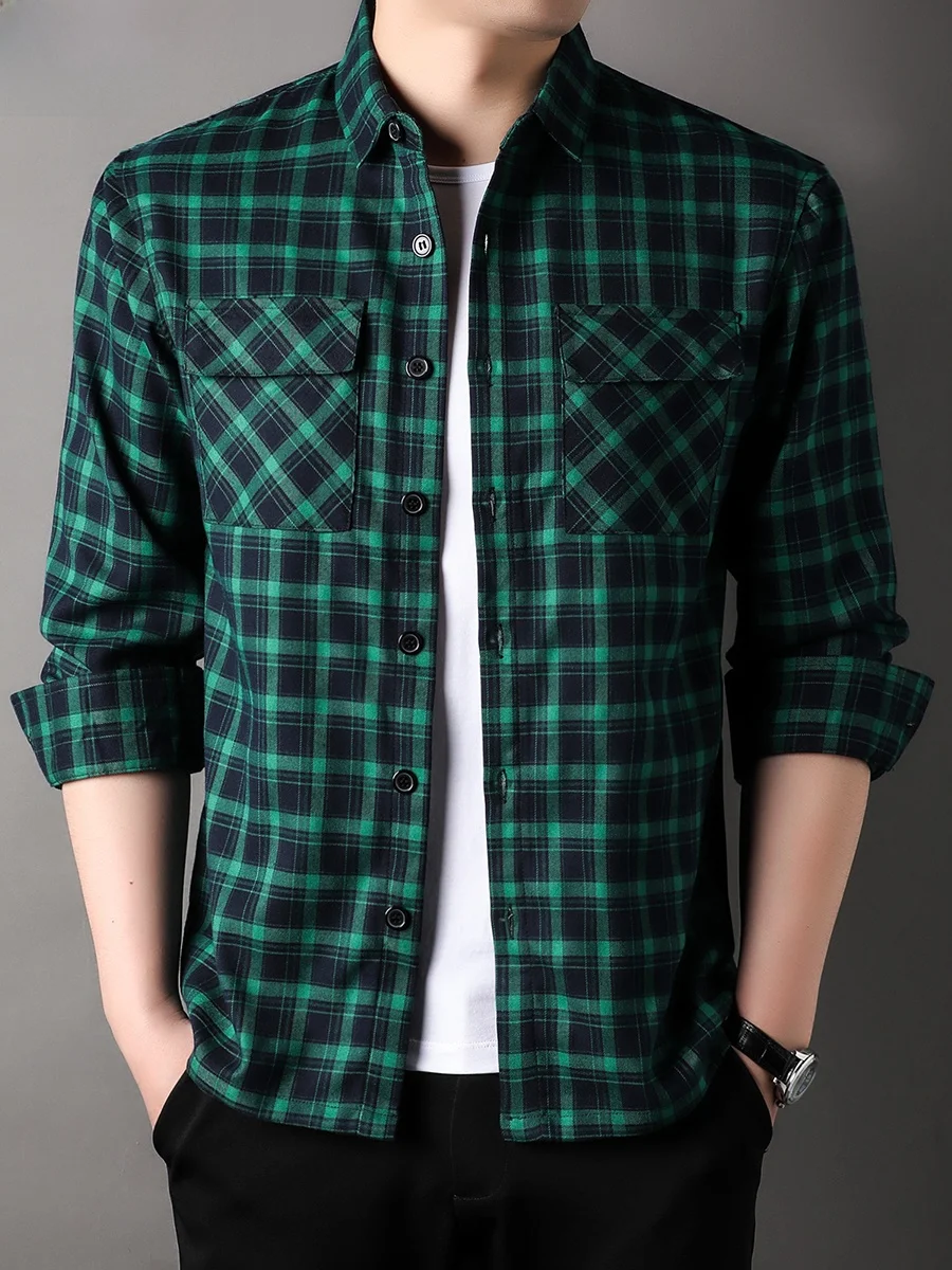 

Long Sve Pure Cotton Men's irt Anti-Wrinkle No-Iron Loose Fit Middle-Aged Faion Urban Sle Autumn Winter Outerwear