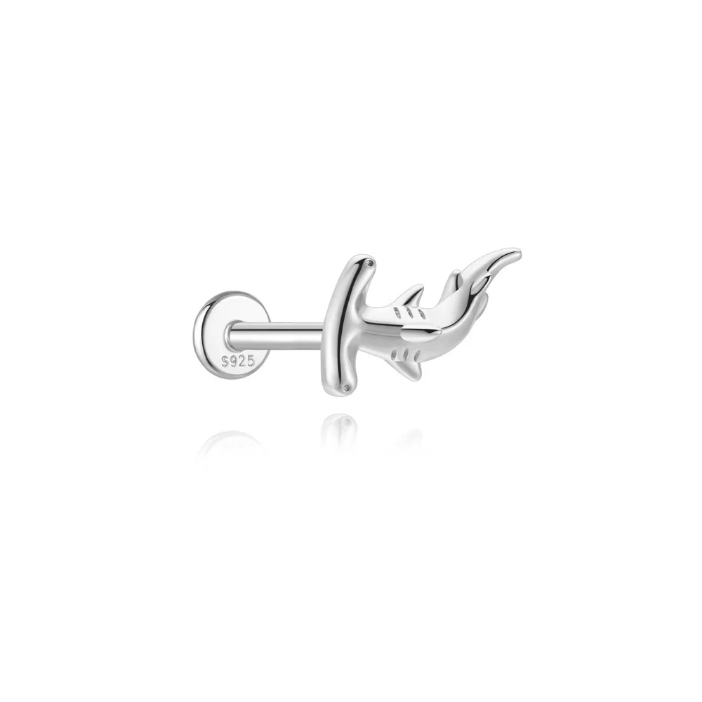 AIDE 1PC 925 Sterling Silber Glück Rot Koi Piercing Ohrring Für Frauen Geometrische Kette Zirkon Ohr Knochen Stud Ohrringe edlen Schmuck