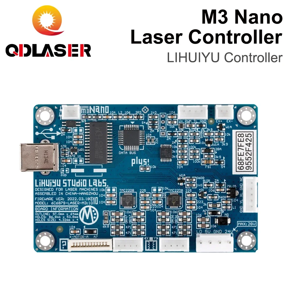 QDLASER LIHUIYU Laser M3 Nano Controller  Motherboard + panel + dongle B system For Engraving machine cutter DIY 3020 3040 K40