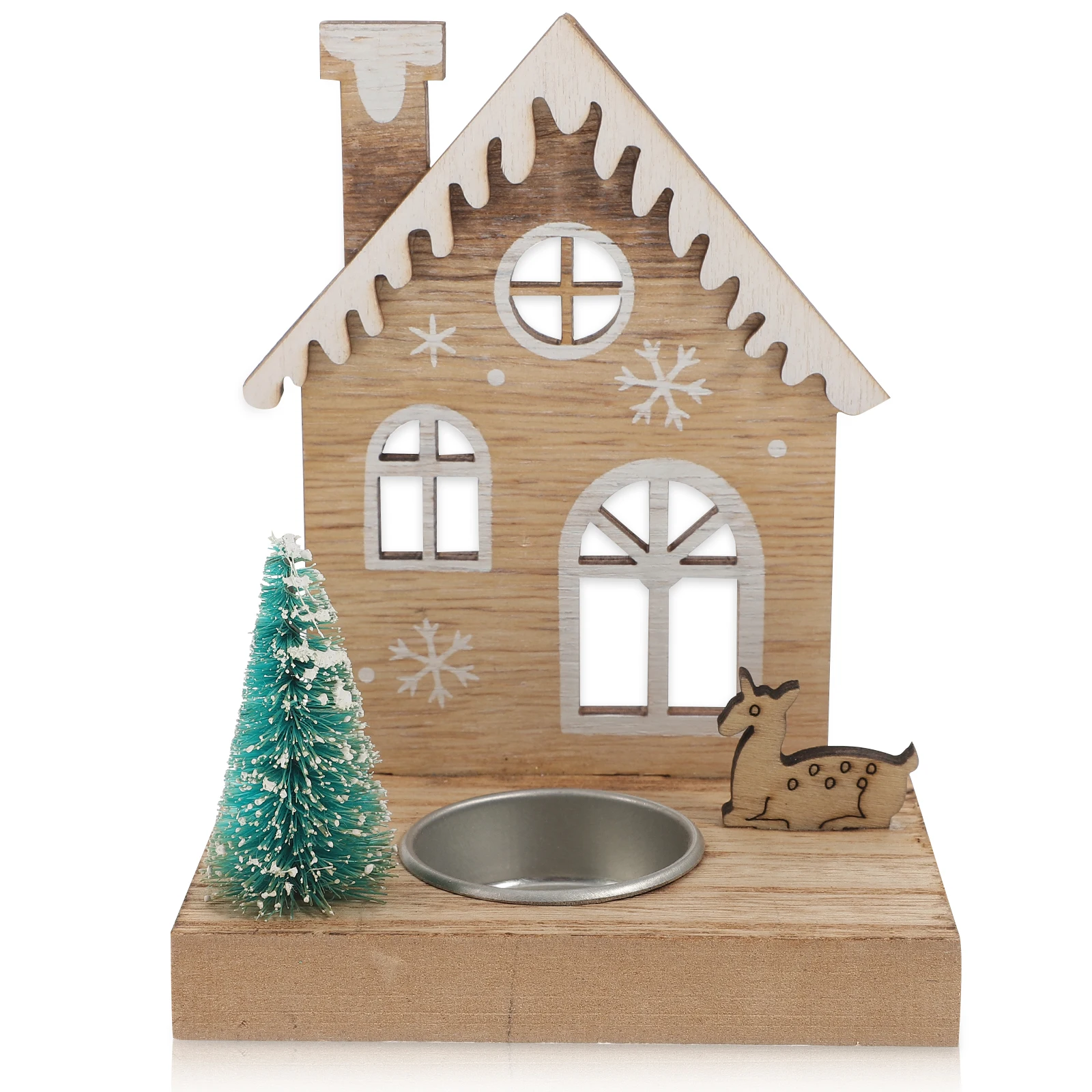 

Wooden Christmas Holder Santa Claus Deer Tealight Holder for Home Restaurant Bar Decor Votive Holders