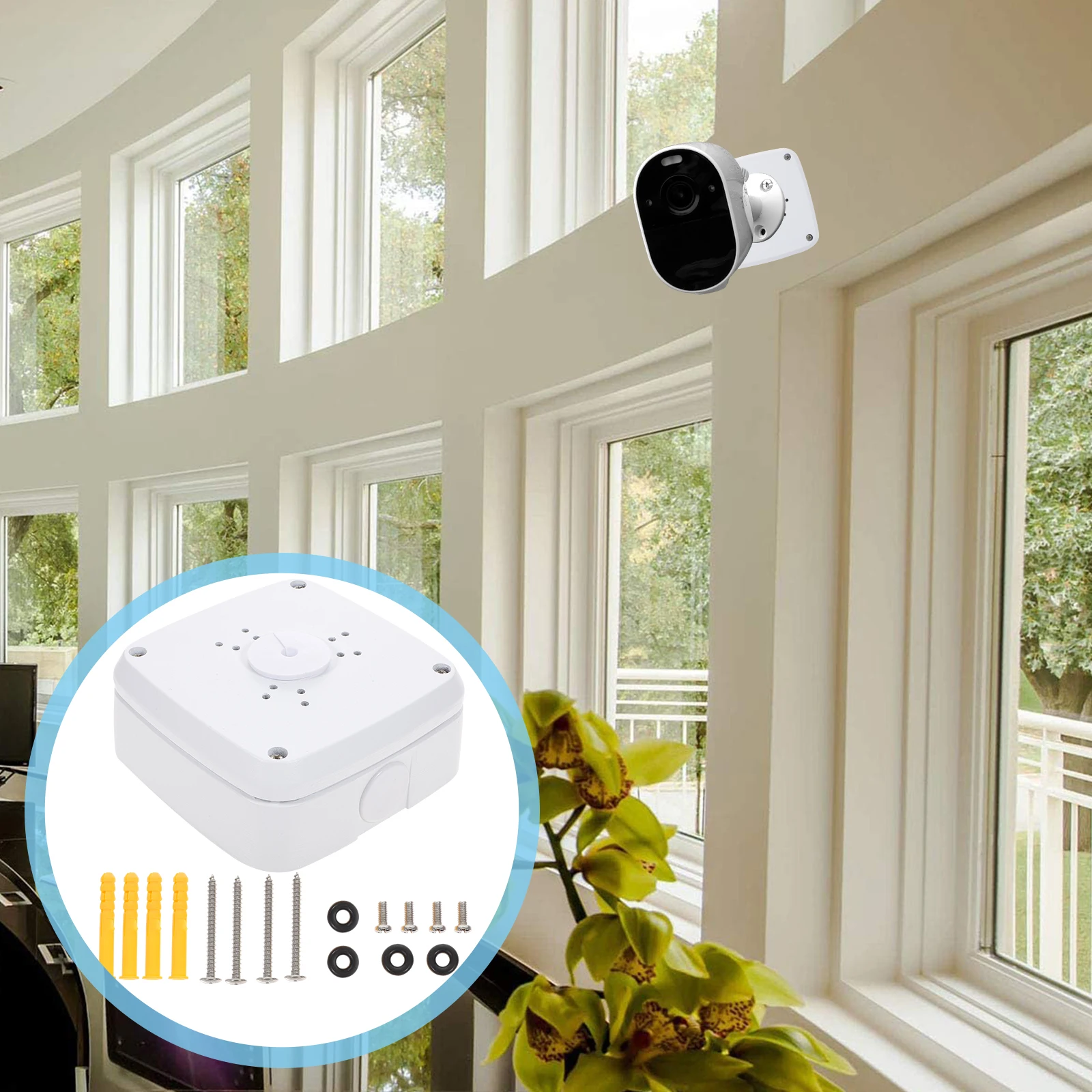 

Aluminum Alloy ABS Security Junction Box White Compact Line Storage Fits Dome Bullet Wall Ceiling Mount
