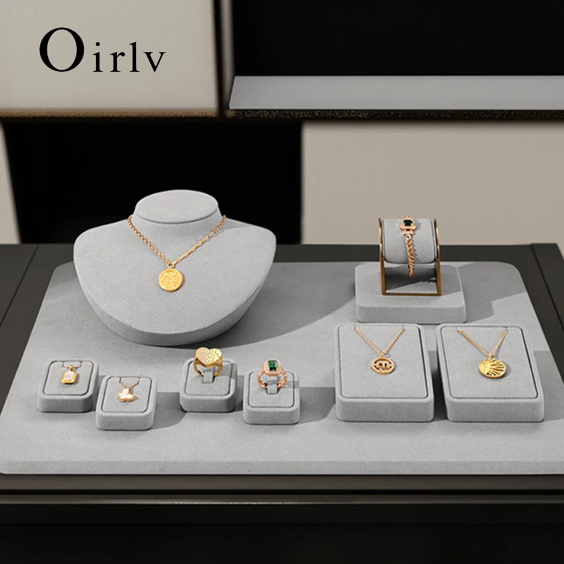 

Oirlv Gray Jewelry Display Props Microfiber Jewelry Display Ring Pendant Holder Bracelet Necklace Stand Jewelry Organizer Stand