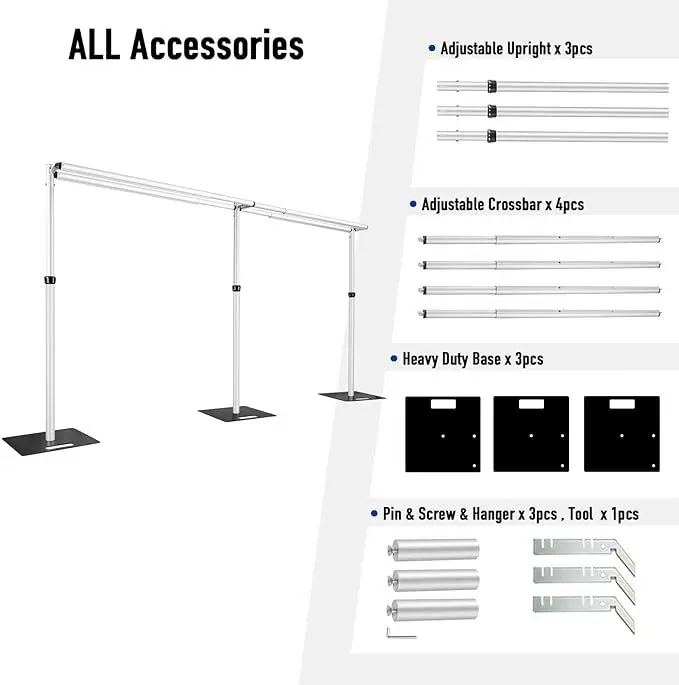 

3 * 6 meters double crossbar adjustable curtain background frame decoration