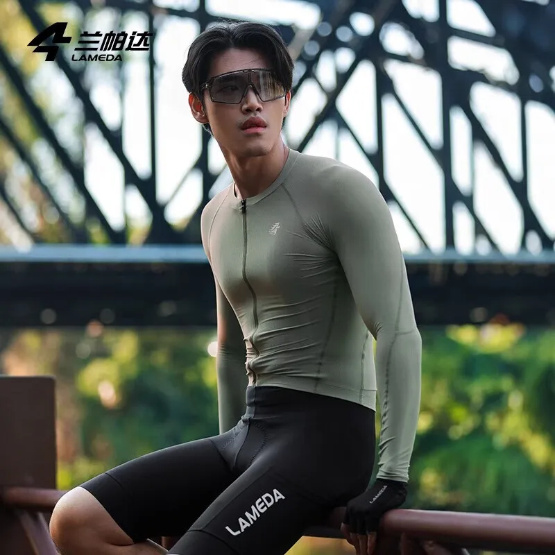 

LAMEDA Мужская велосипедная рубашка с длинным рукавом, легкая, дышащая, эластичная, простой стильный дизайн для любителей велосипедов