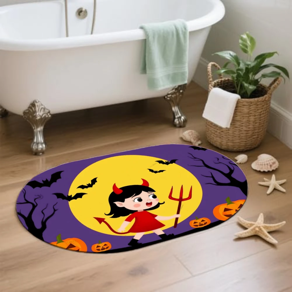 

VIKAMA Water — впитывающий коврик для двери из диатомита с рисунком Хэллоуина: износостойкий, идеально подходит для ванной комнаты и входа