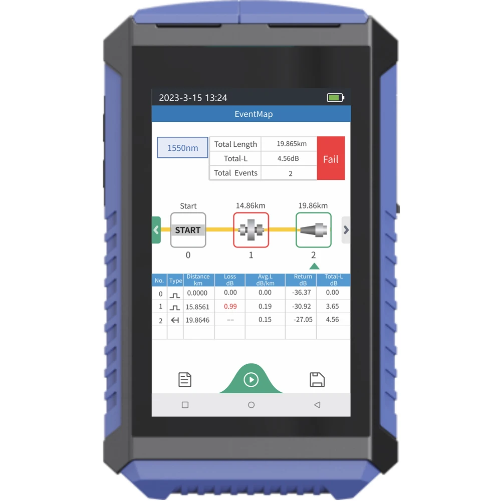 Optical Fiber Tester with Touch Screen, OTDR Reflectometer, Test Range, 100km, OPM, OLS, VFL, 1310nm, 1550nm, 26dB, 980TEK-D26