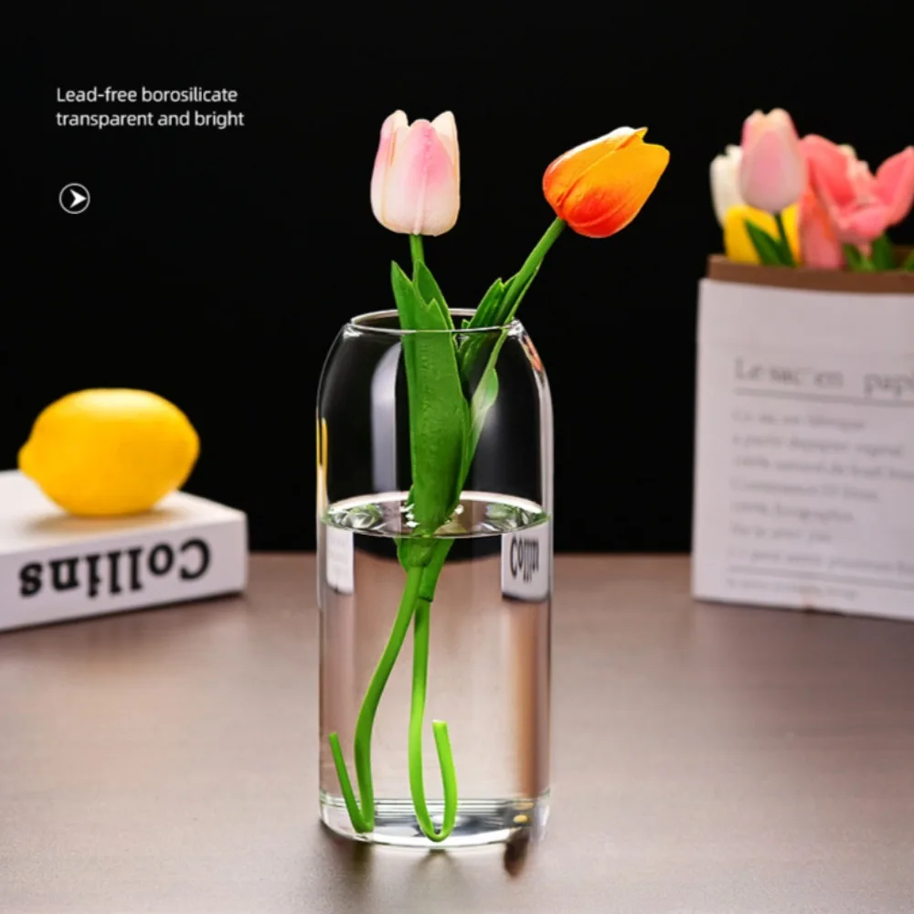 Einfache moderne Blumenvase aus Glas, Heimdekoration, Hydrokultur-Pflanzenflasche, Desktop-Dekoration für Hochzeit, Empfang, Familie – Detail 12
