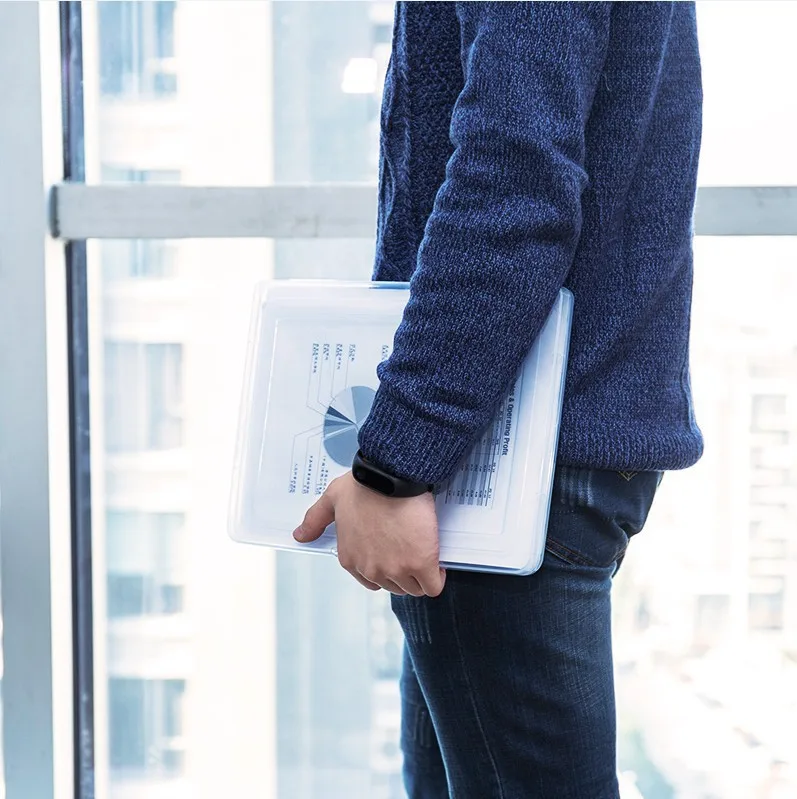 storage box organizer File Storage Boxes 5701 Transparent Blue PP Box A4 Data Box Office Learning Portable Moisture-Proof