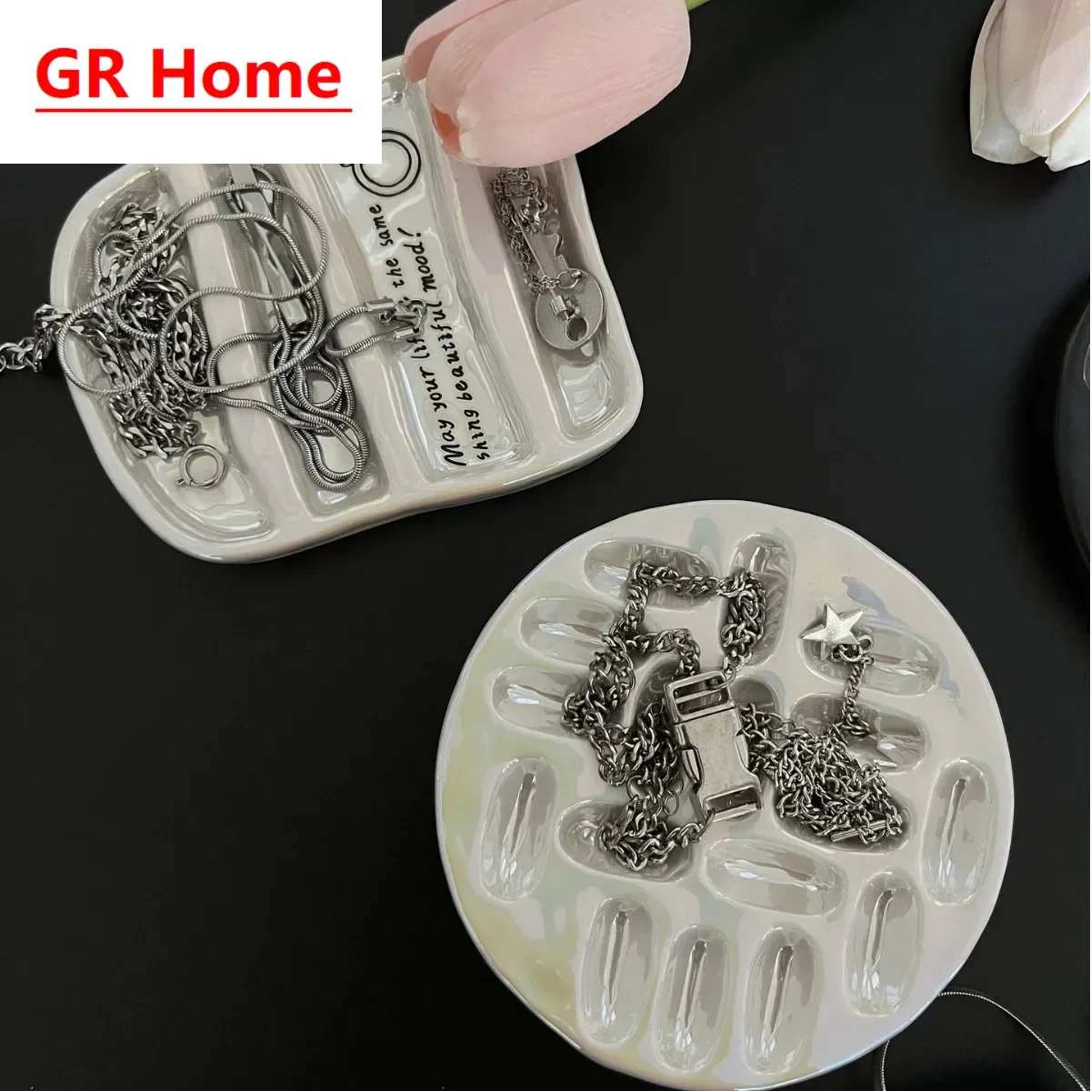 Ins-style European exquisite high-end ceramic jewelry box, Nordic premium ring box and small trinket storage box