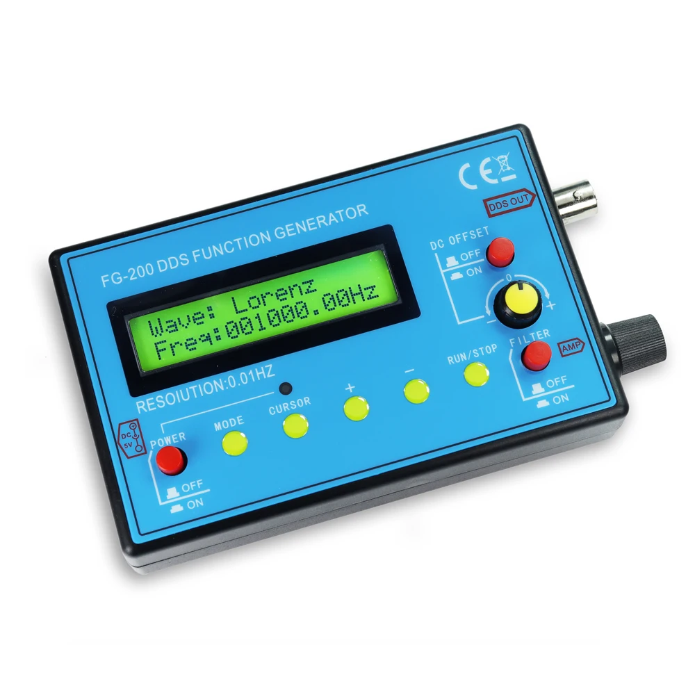 FG-200 DDS Function Signal Generator Frequency Counter 0.01Hz - 500KHz Signal Source Module Sine+Square+Sawtooth Waveform