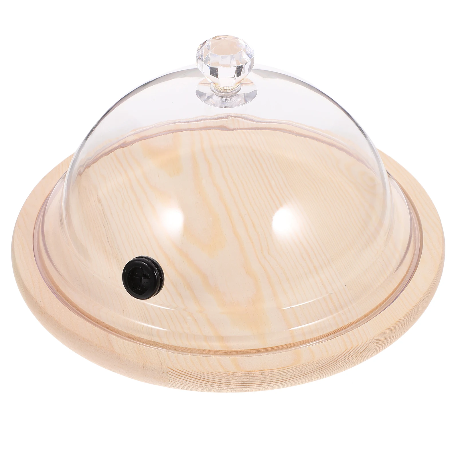 

Clear Cake Dome Smoke Protective Food Cloche Transparent Display Lid PC Wood Material Hygienic Kitchen Storage Easy