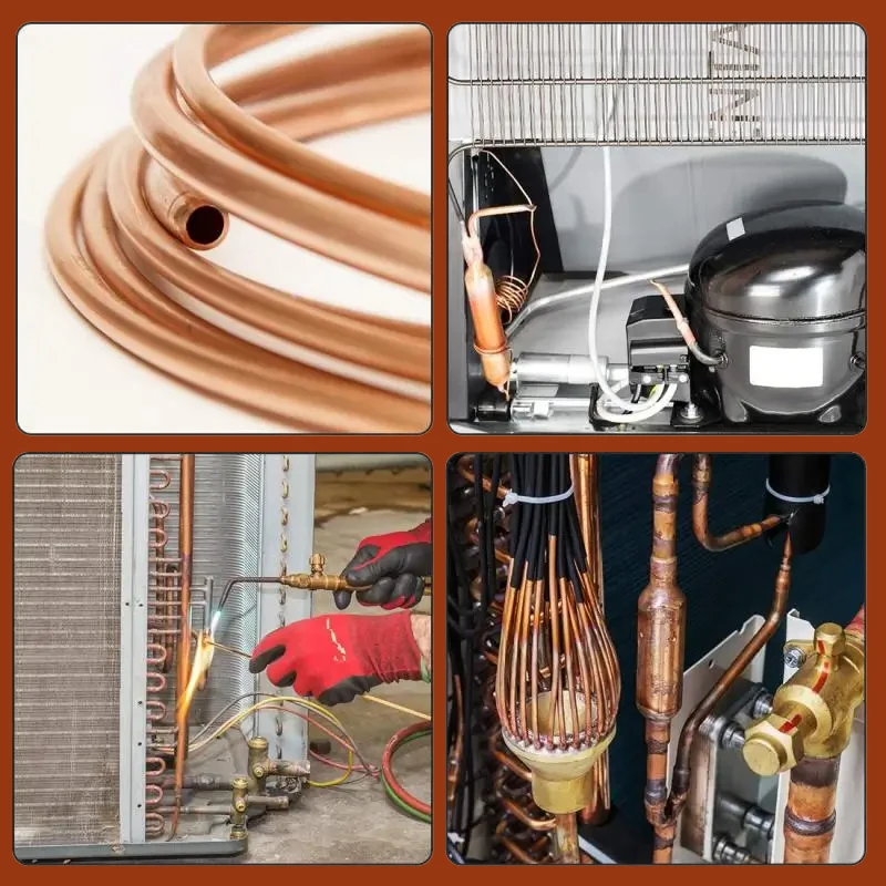 1M Soft Coil Copper Tube T2 Red Copper Tubing Airs Conditioning Refrigeration Capillary Wire Pipes OD 2/3/4/6/8/10m