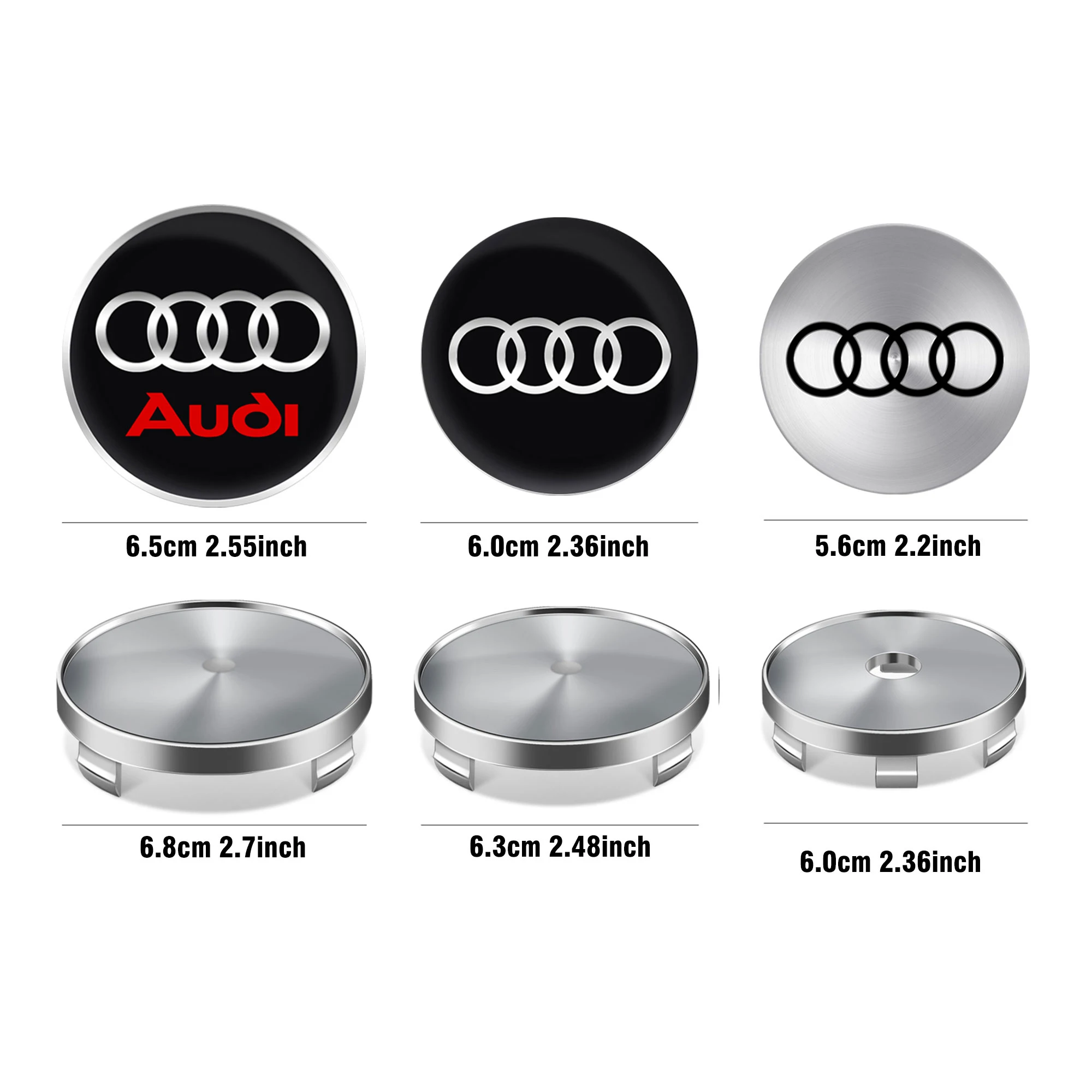 56/59/60/63/65/68mm Car Wheel Center Hub Cap Logo Stickers For Audi SLine S3 S4 S7 S6 A5 A3 A4 RS A6L A7 A4L Q5 Q7 A8L Q3 Q2 TT