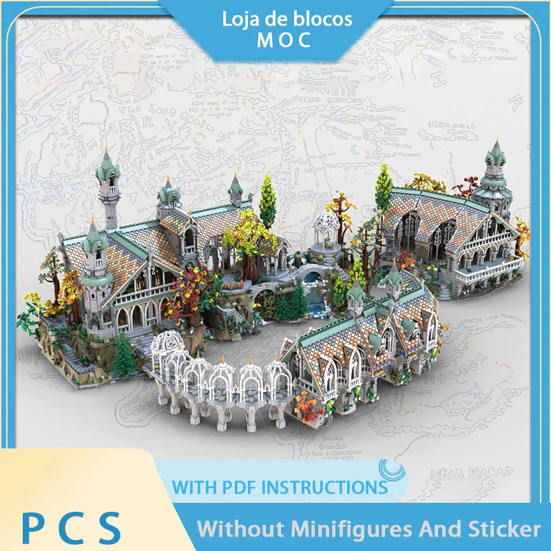Exquisite new products, MOC building block ring model, entrance bridge door and tower hall, modular technology, holiday gifts, t