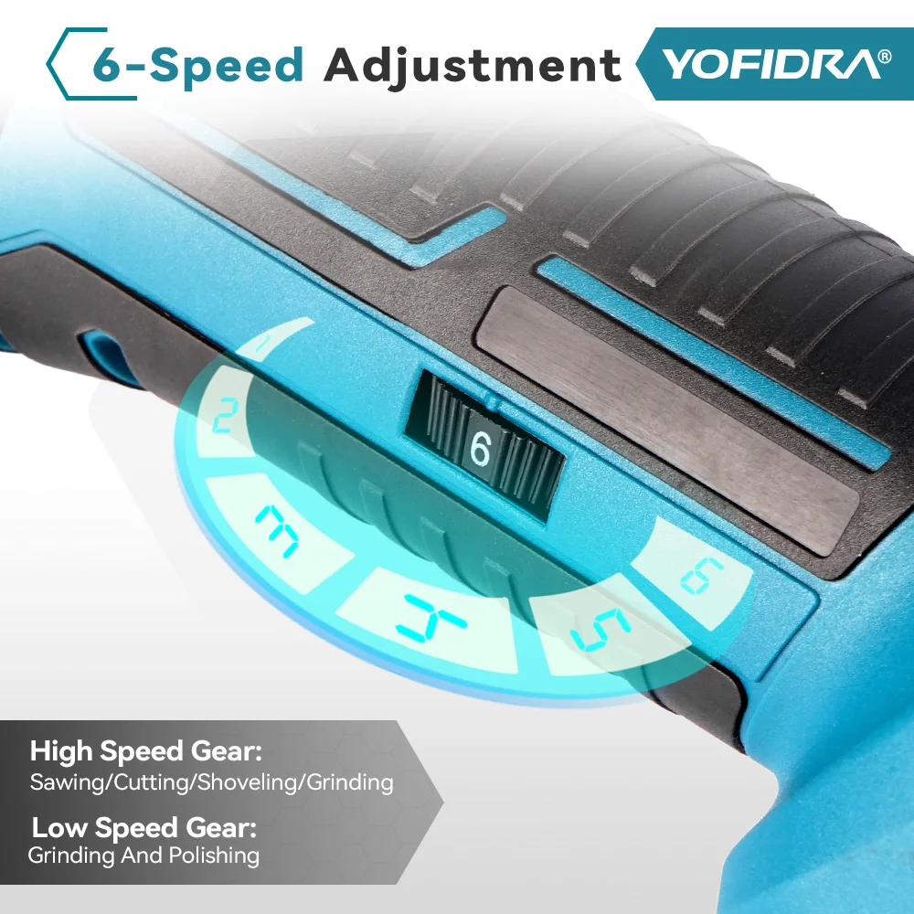 Yofidra Oscillating Multifunction Tool 6 Gears Variable Cordless Woodworking Trimmer Cutting Tools For Makita 18v Battery