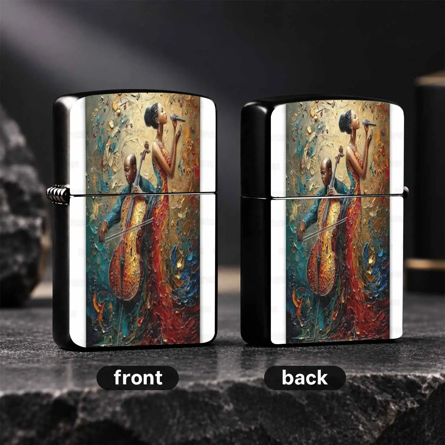 Vintage Jazz Duo Art Lighter, Creative African Musician Playing Singing Relief Decor, Portable For Daily Outdoor Commute, Stylish Practical Gift Choice For Various Scenes A Humorous And Interesting Lighter