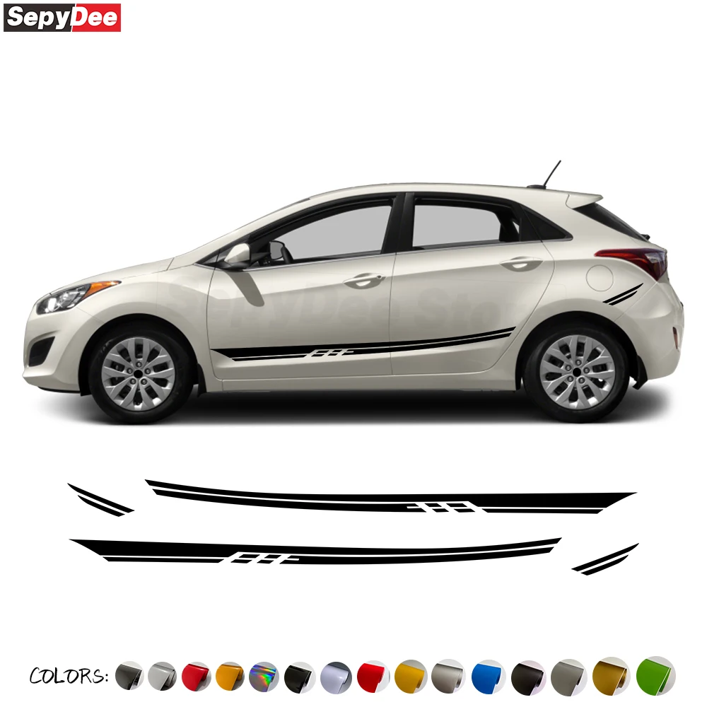 

4 Pcs Racing Sport door Body Vinyl Graphics Decals Stripes Kit For Hyundai Elantra GT N Line Hatchback 2013-2017 Accessories