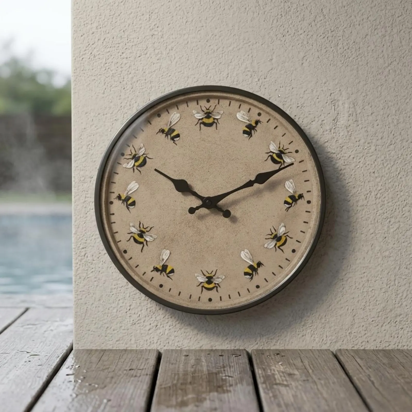 Bee Wall Wall Timepiece Anti-Fog Garden Wall Wall Timepiece Home Decor Resin Body Battery Powered for Bathroom