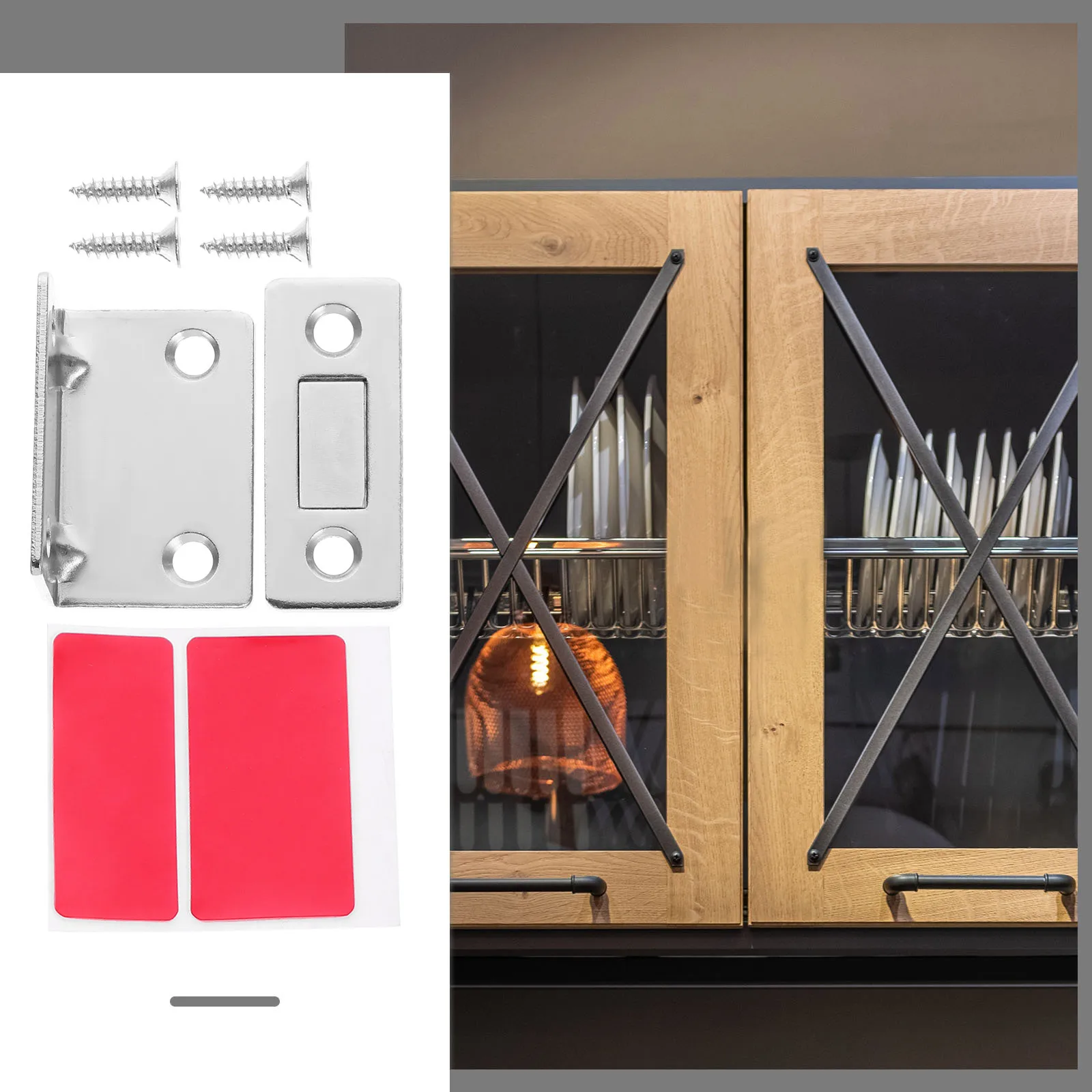 

6 set Magnetic Door Catch Ultra Thin Cabinet Door Magnets No Drill Installation Strong Hold For Kitchen Cabinet Closure