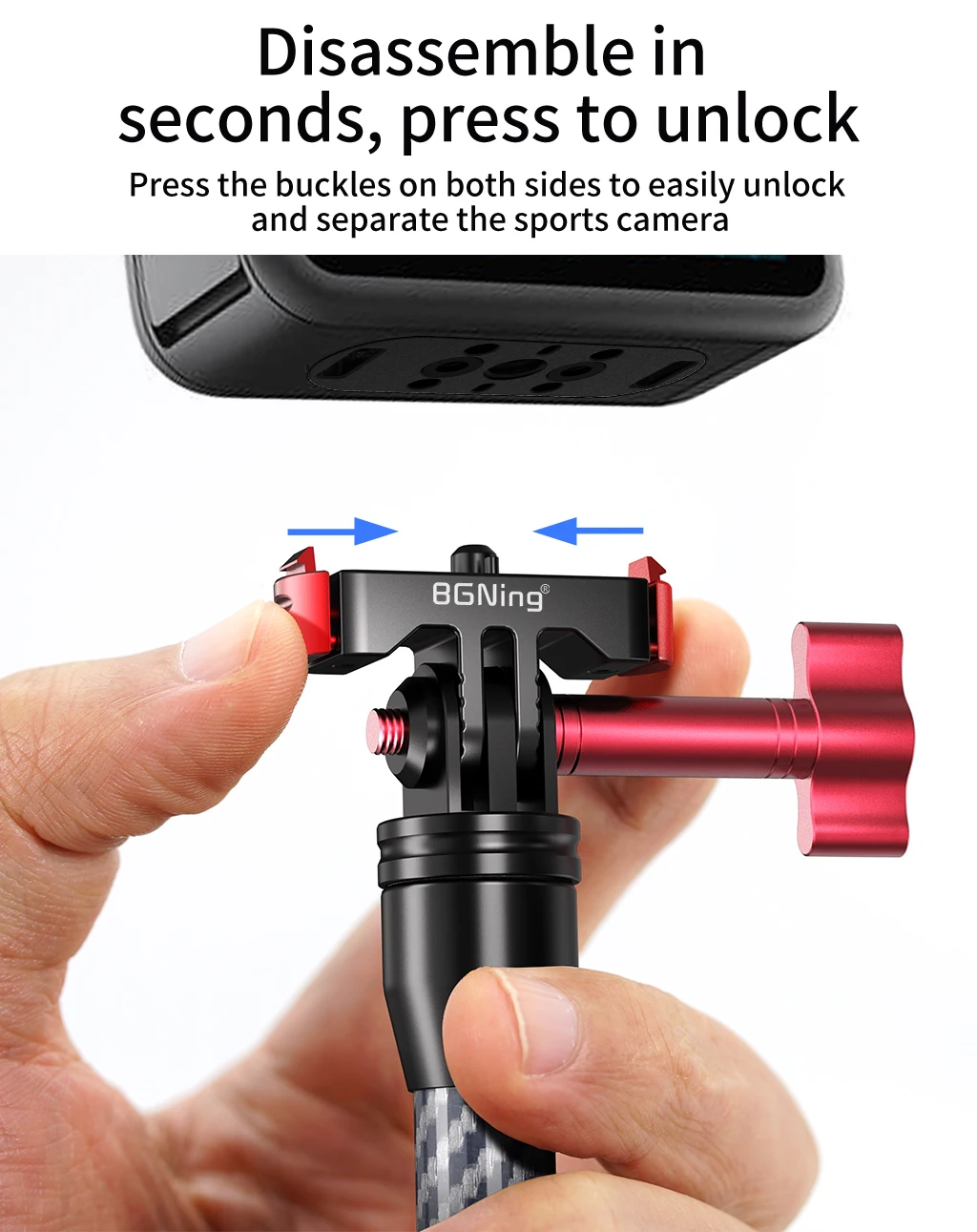 Schnellverschluss-Basisklemme mit M5-Rändelschraube für GoPro Hero 13 12 11 10, Ersatzhalterung, N52-Magnet, rutschfest, 1/4 Zoll Stativadapter – Detail 6