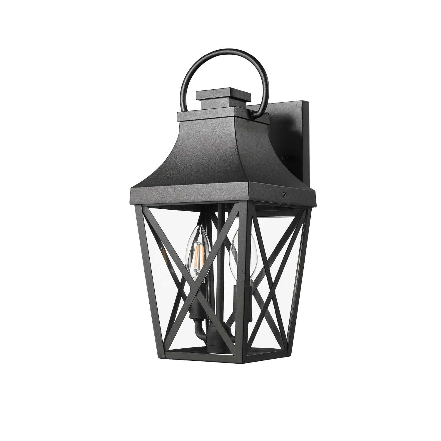 

Waterproof Outdoor Wall Sconce, Matte Black Exterior Light Fixture with Clear Glass Shade, Ideal for Garage, Patio, Front Door,