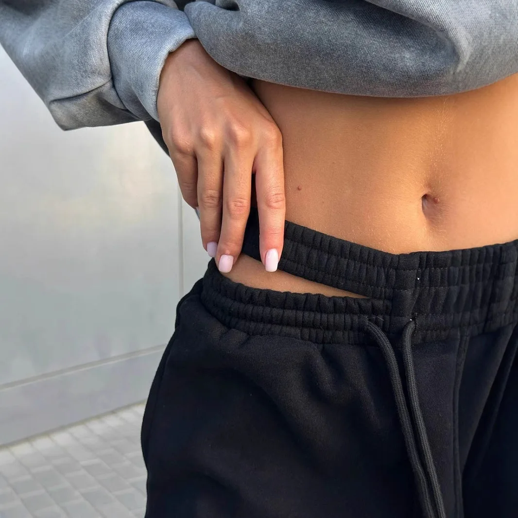 미국 레트로 스타일 아웃도어 더블 허리 디자인 캐주얼 팬츠 여성용 신상 솔리드 컬러 하이웨이스트 롱 스웨트팬츠